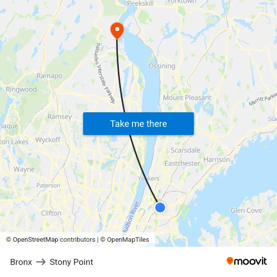 Bronx to Stony Point map