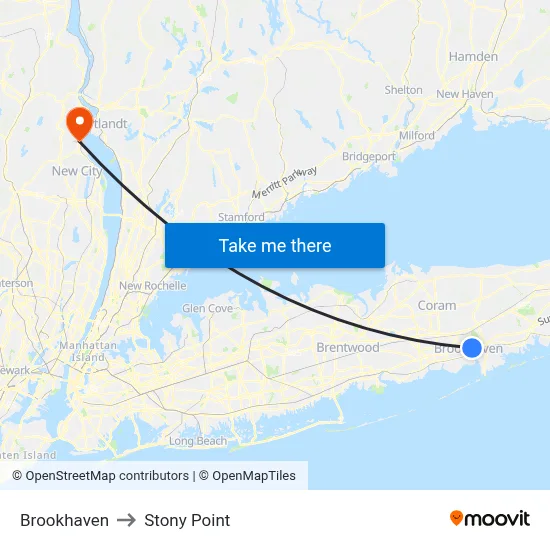Brookhaven to Stony Point map