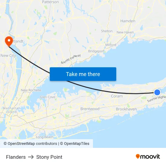 Flanders to Stony Point map