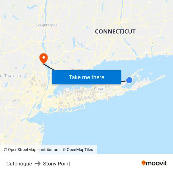 Cutchogue to Stony Point map