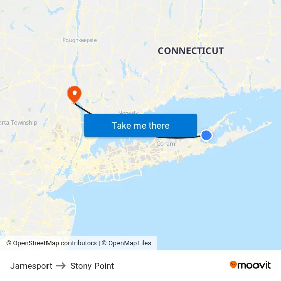 Jamesport to Stony Point map
