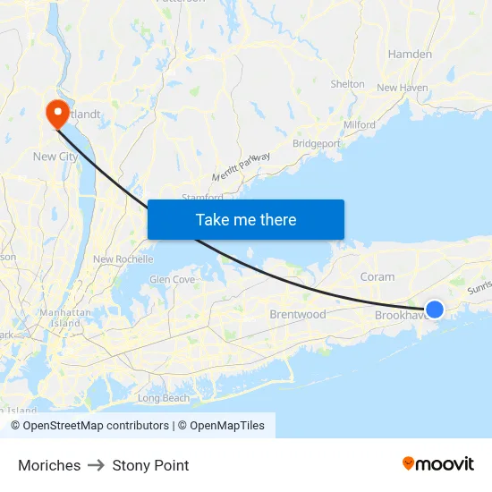 Moriches to Stony Point map