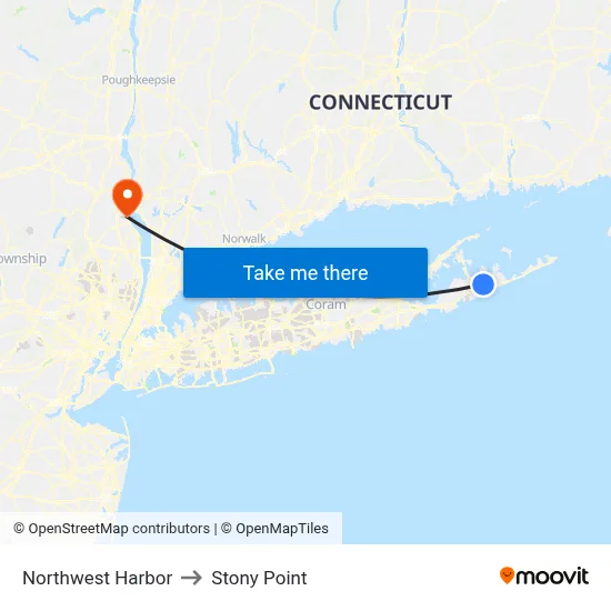 Northwest Harbor to Stony Point map