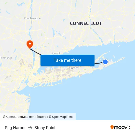 Sag Harbor to Stony Point map