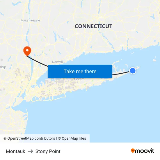 Montauk to Stony Point map