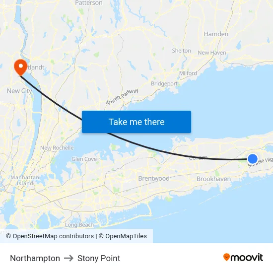 Northampton to Stony Point map