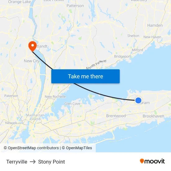 Terryville to Stony Point map