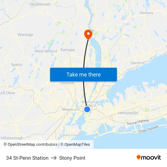 34 St-Penn Station to Stony Point map