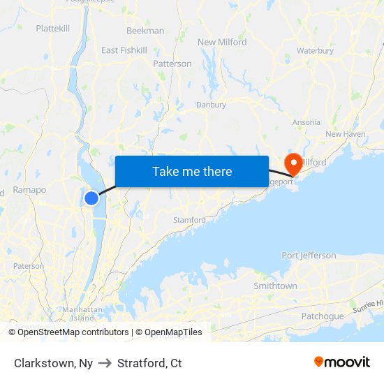 Clarkstown, Ny to Stratford, Ct map