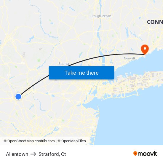 Allentown to Stratford, Ct map