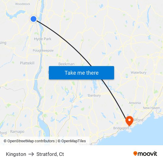 Kingston to Stratford, Ct map