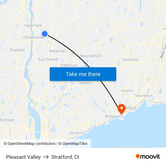 Pleasant Valley to Stratford, Ct map