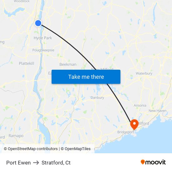 Port Ewen to Stratford, Ct map