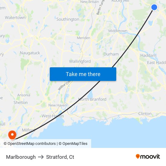 Marlborough to Stratford, Ct map