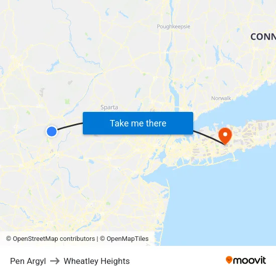 Pen Argyl to Wheatley Heights map