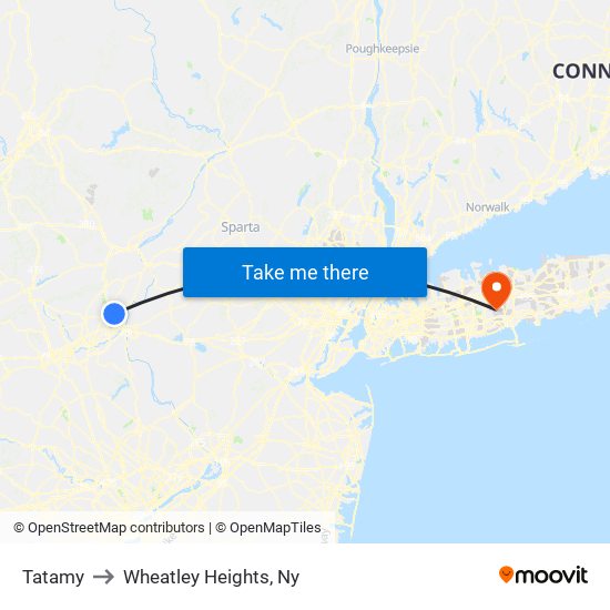 Tatamy to Wheatley Heights, Ny map