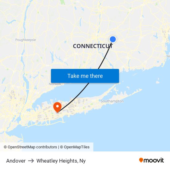 Andover to Wheatley Heights, Ny map
