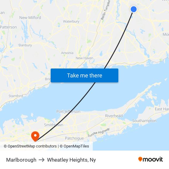 Marlborough to Wheatley Heights, Ny map