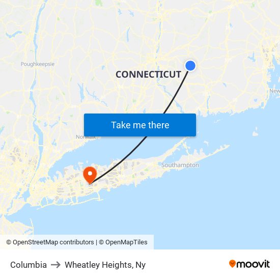 Columbia to Wheatley Heights, Ny map