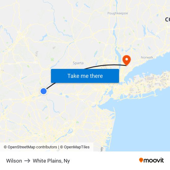 Wilson to White Plains, Ny map