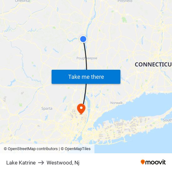 Lake Katrine to Westwood, Nj map