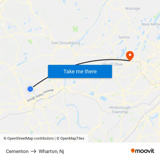 Cementon to Wharton, Nj map