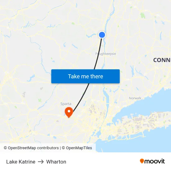Lake Katrine to Wharton map