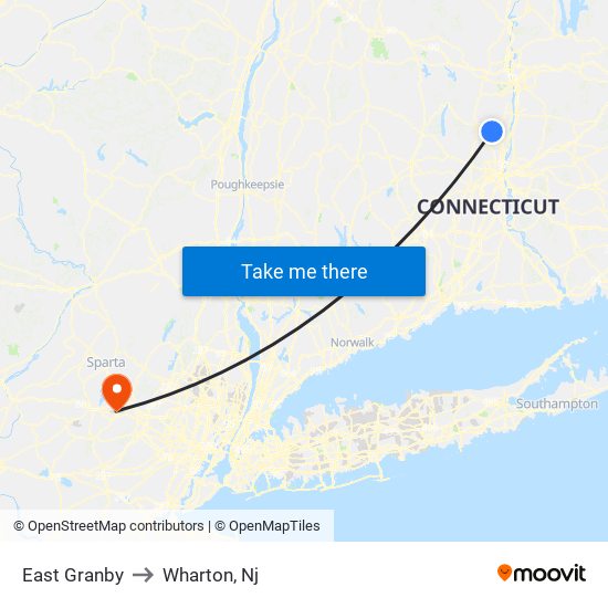 East Granby to Wharton, Nj map