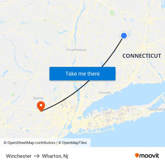 Winchester to Wharton, Nj map