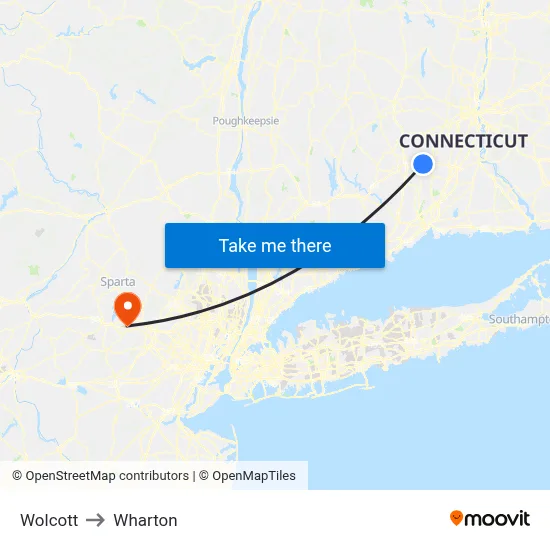 Wolcott to Wharton map
