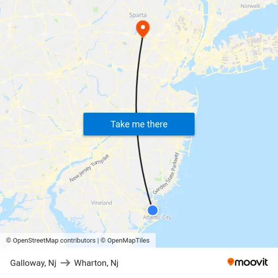 Galloway to Wharton, Nj map