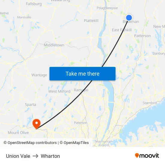 Union Vale to Wharton map