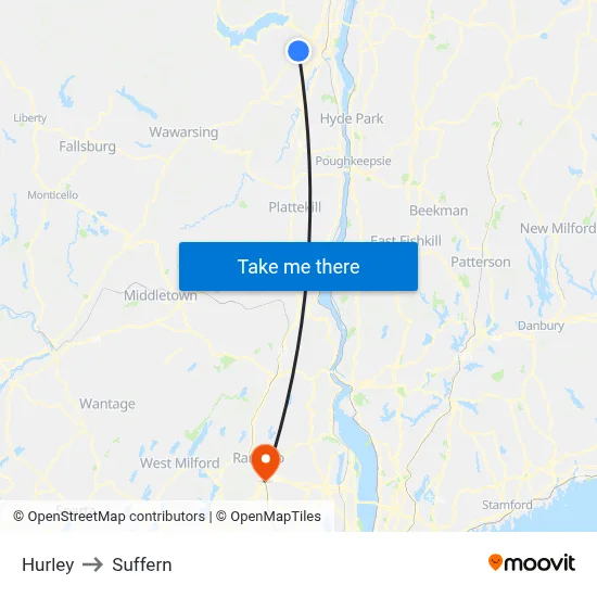 Hurley to Suffern map
