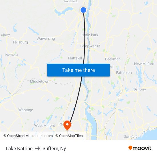 Lake Katrine to Suffern, Ny map