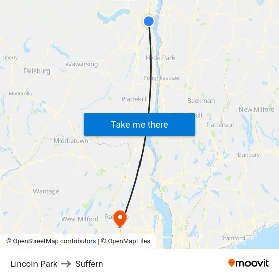 Lincoln Park to Suffern map