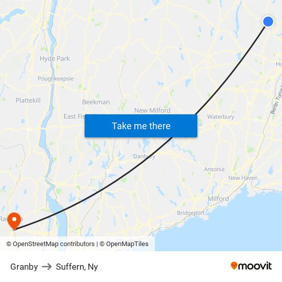 Granby to Suffern, Ny map