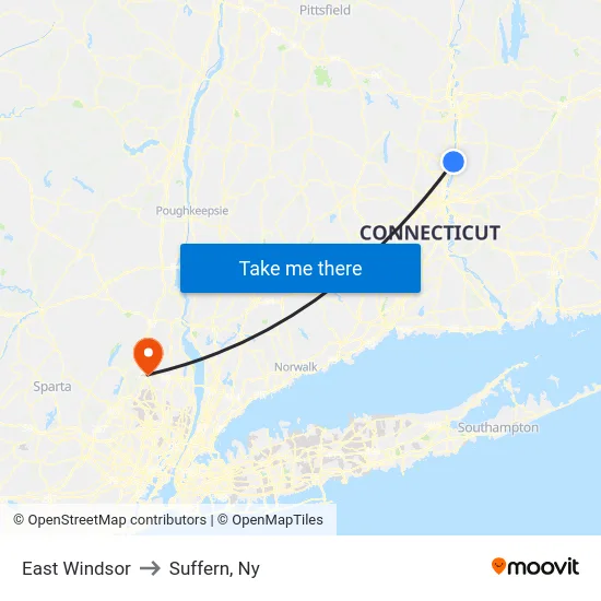 East Windsor to Suffern, Ny map