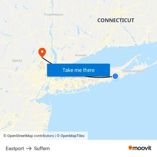Eastport to Suffern map