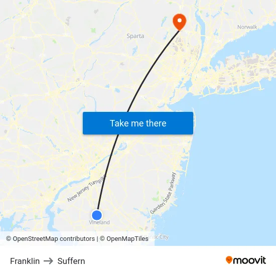 Franklin to Suffern map