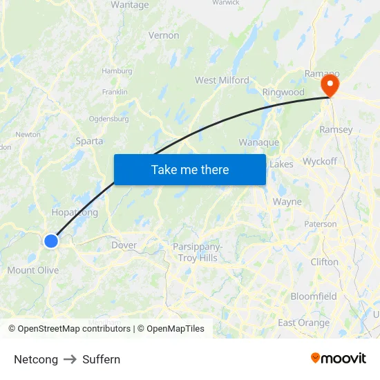 Netcong to Suffern map