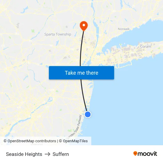 Seaside Heights to Suffern map