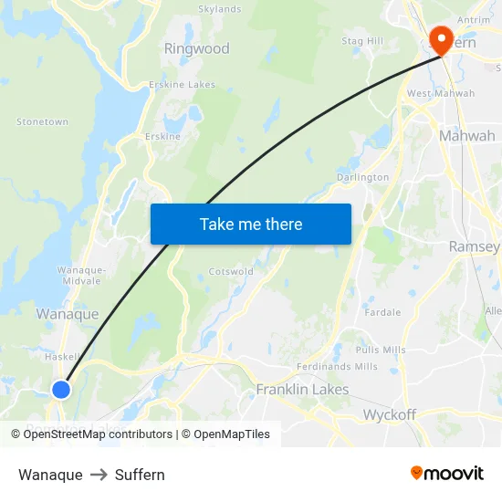 Wanaque to Suffern map