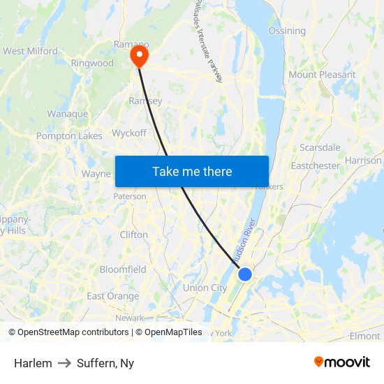 Harlem to Suffern, Ny map