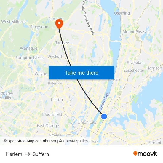 Harlem to Suffern map