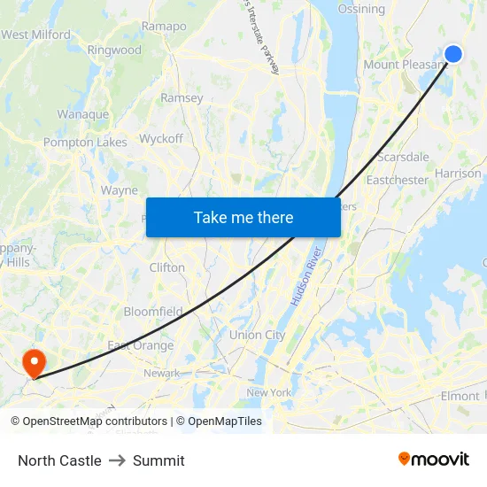 North Castle to Summit map