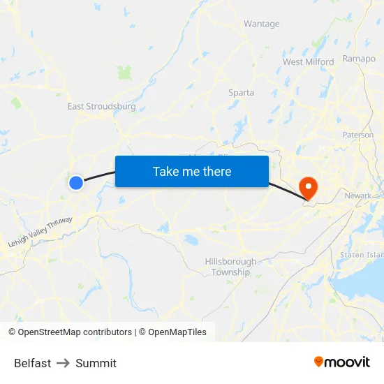 Belfast to Summit map