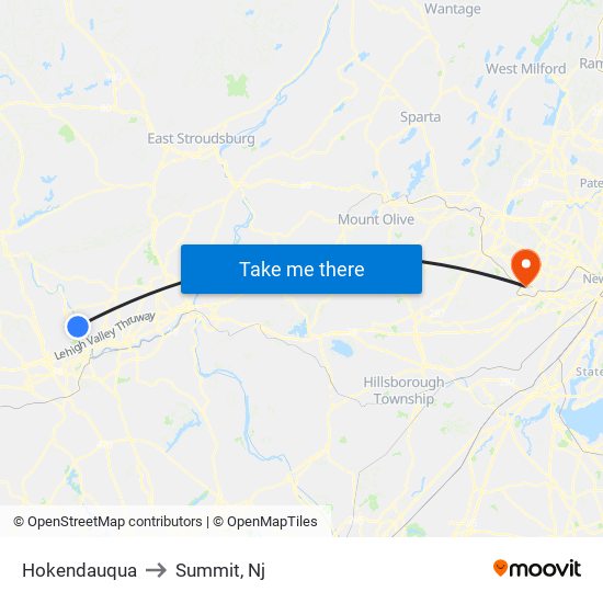 Hokendauqua to Summit, Nj map