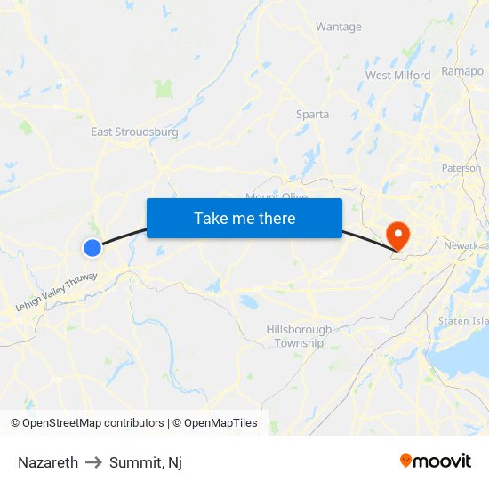 Nazareth to Summit, Nj map