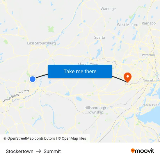 Stockertown to Summit map