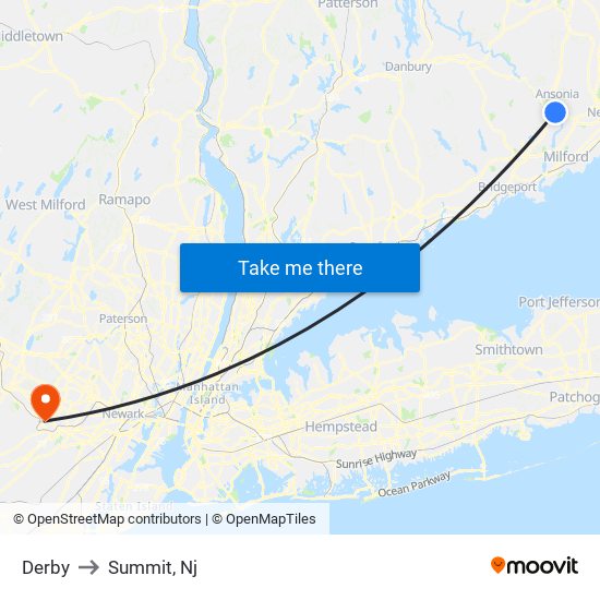 Derby to Summit, Nj map